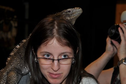Kat is comfortable with all sorts of exotic pets